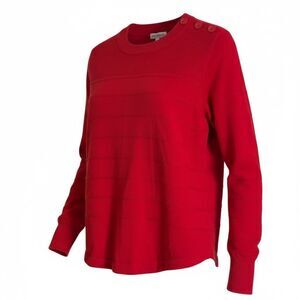 Liz Claiborne Button Shoulder Knit Long Sleeve Pullover Sweater Red Size 2XL